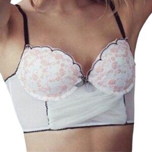 Victoria's Secret Bra Bridal Demi Longline Dream Angels White Tulle Pink 34C NWT